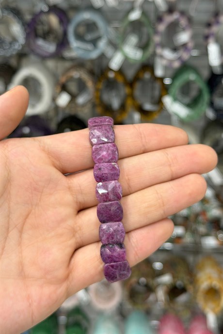 Anyolit Yakut Taşı Faset Kare Kesim Doğal Taş Bileklikler [AA]