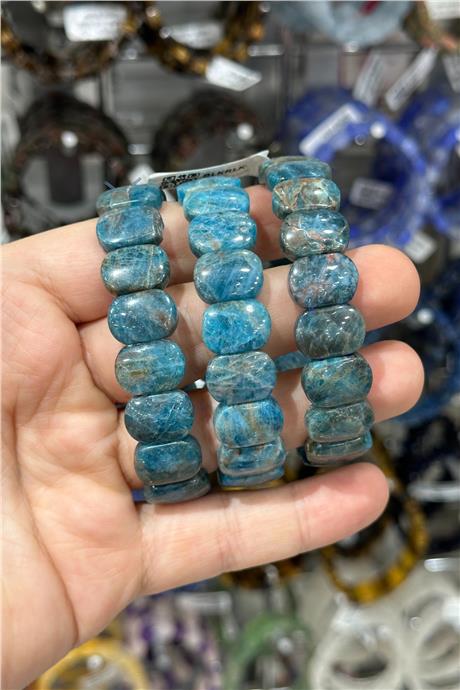 Apatit Doğal Taş Parlak Oval Faset Kesim 11x15mm Bileklik