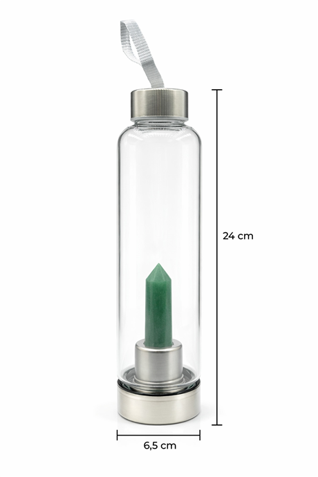 Aventurin 500 Ml Cam Matara Su Şişesi Kılıflı