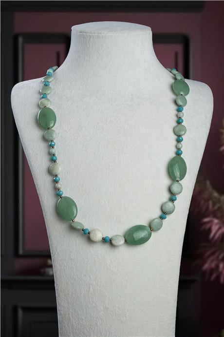 Aventurin - Amazonit Doğal Taş Kolye