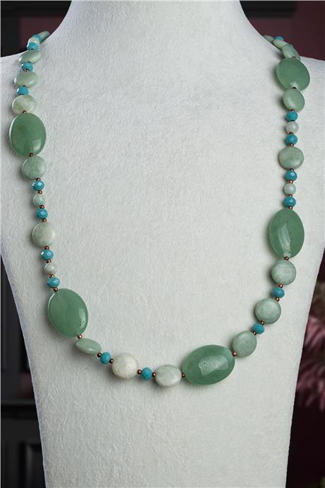 Aventurin - Amazonit Doğal Taş Kolye