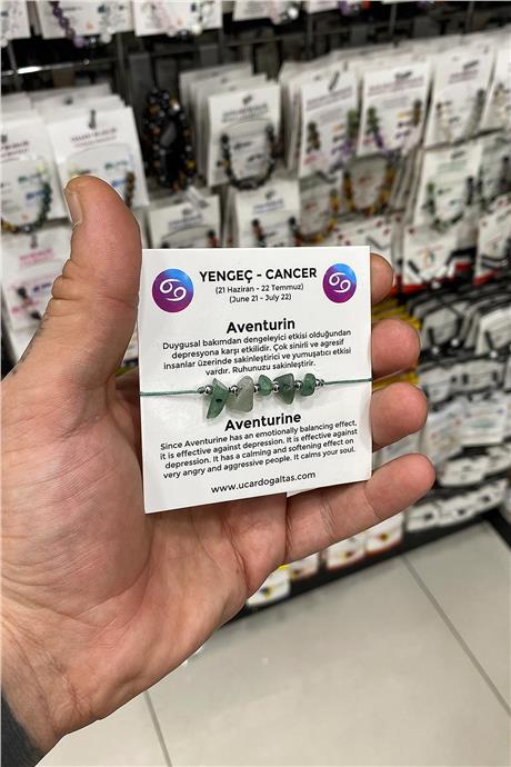 Aventurin Doğal Kırık Taş Yengeç Burcu Bilekliği