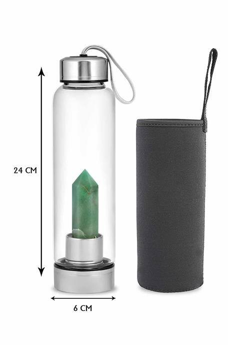 Aventurin 500 Ml Cam Matara Su Şişesi Kılıflı