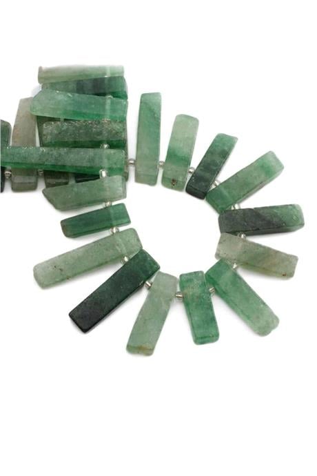 Yeşil Florit Doğal Taş Parlak Yeşil Dikdörtgen Kesim 10x40mm Dizi [AA]