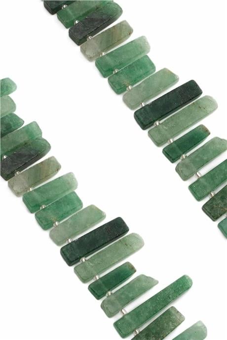 Yeşil Florit Doğal Taş Parlak Yeşil Dikdörtgen Kesim 10x40mm Dizi [AA]