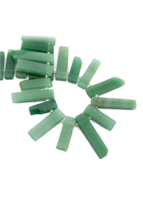 Aventurin Doğal Taş Parlak Koyu Yeşil Dikdörtgen Kesim 10x40mm Dizi [AA]