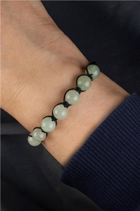 Aventurin Doğal Taş Küre Kesim 7 Taşlı Makrome Bileklik