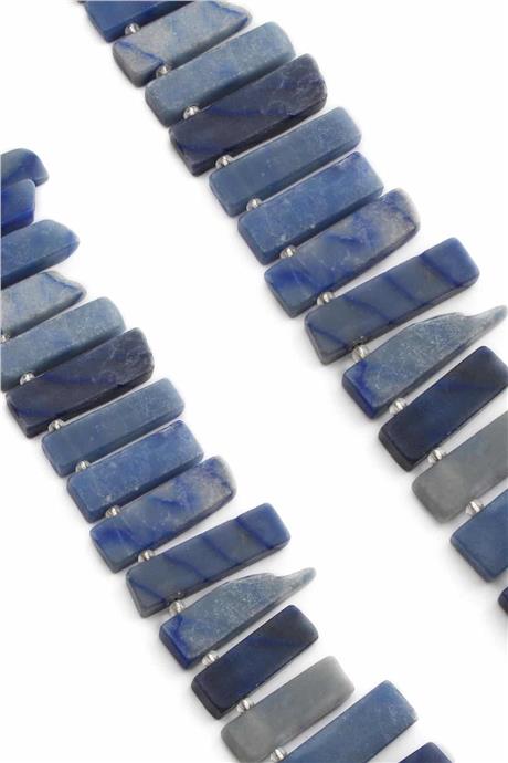 Aventurin Doğal Taş Parlak Mavi Dikdörtgen Kesim 10x40mm Dizi [AA]