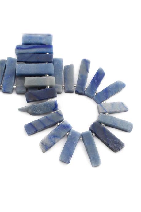 Aventurin Doğal Taş Parlak Mavi Dikdörtgen Kesim 10x40mm Dizi [AA]