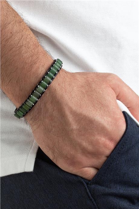 Aventurin Doğal Taş Örme Erkek Bilekliği 6x8mm