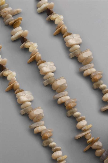 Ay Taşı Doğal Taş Parlak Sarı Diş Kesim 18x6mm Dizi [AA]