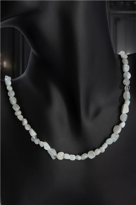 Ay Taşı Doğal Taş Tımbıl Kesim Beyaz 6x8mm Kolye