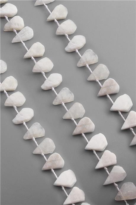 Ay Taşı Doğal Taş Parlak Beyaz Yassı Damla Kesim 16x12mm Dizi [AA]
