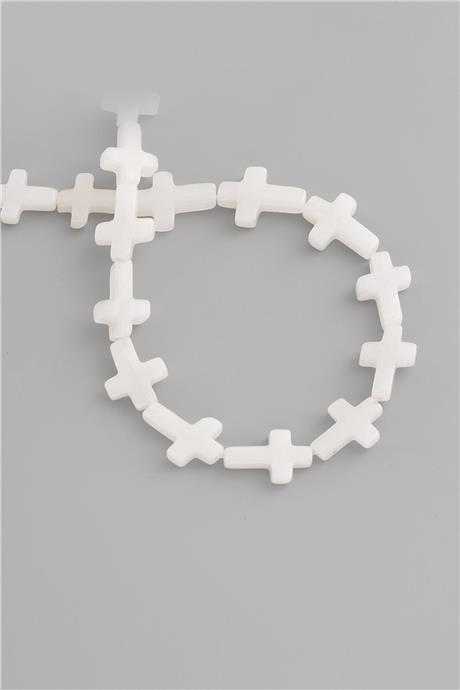 Ay Taşı Doğal Taş Parlak Beyaz Haç Kesim 12x16mm Dizi [AA]