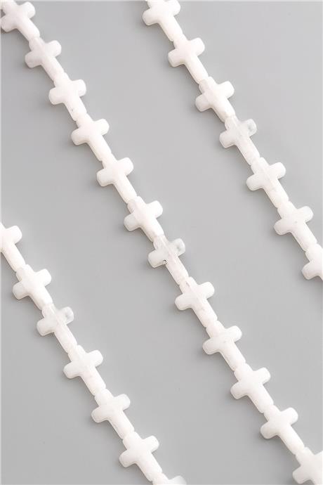 Ay Taşı Doğal Taş Parlak Beyaz Haç Kesim 12x16mm Dizi [AA]