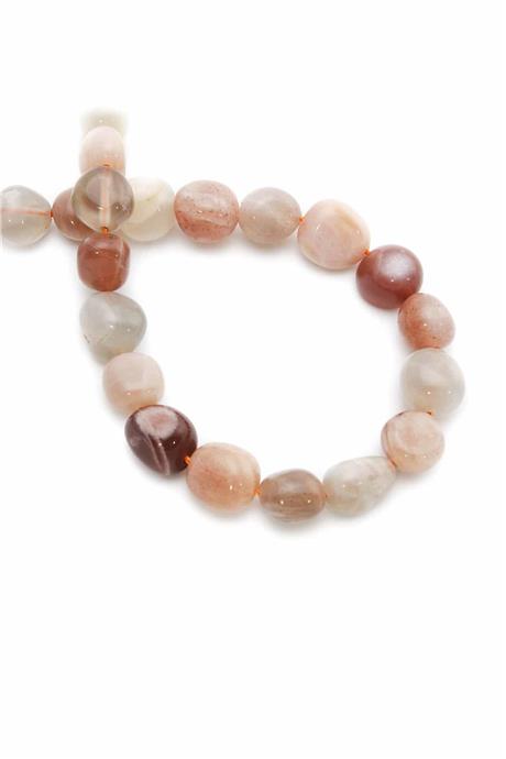 Moon Stone Orange Natural Stone Tumbler Cut 8x11mm String Of Beads