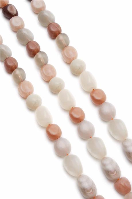 Moon Stone Orange Natural Stone Tumbler Cut 8x11mm String Of Beads