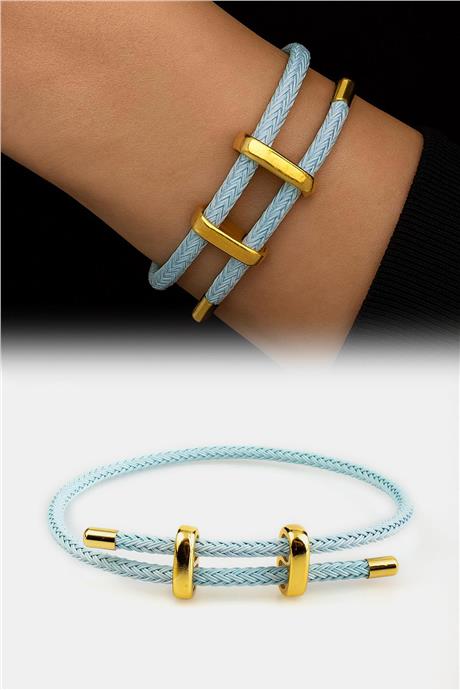 Ayarlanabilir Açık Mavi Örme Çelik Bileklik