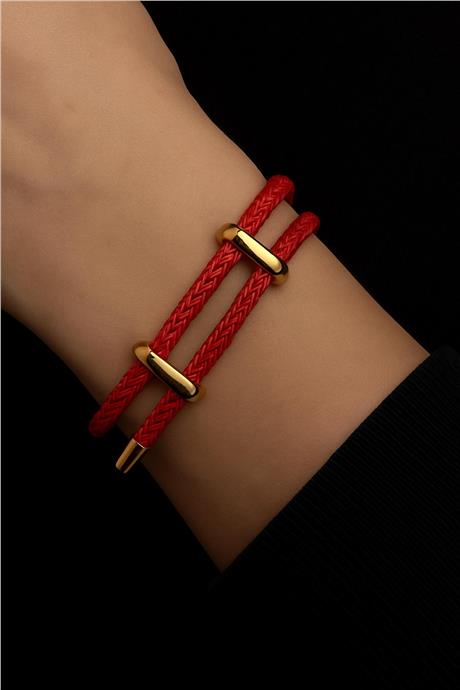 Ayarlanabilir Kırmızı Örme Çelik Bileklik