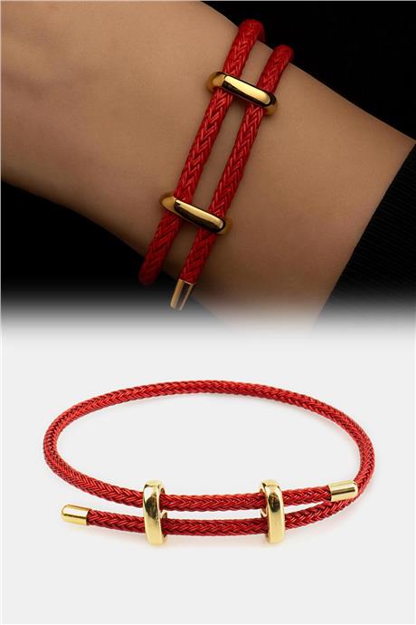 Ayarlanabilir Kırmızı Örme Çelik Bileklik