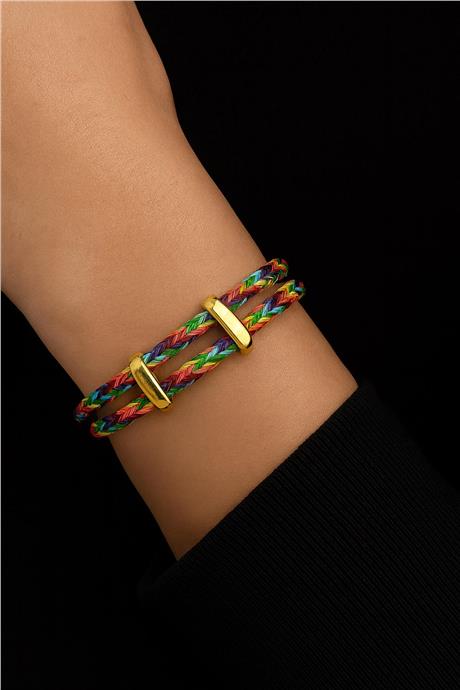 Ayarlanabilir Koyu Karışık Renkli Örme Çelik Bileklik