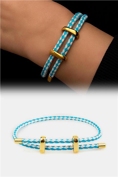 Ayarlanabilir Mavi-Beyaz Örme Çelik Bileklik