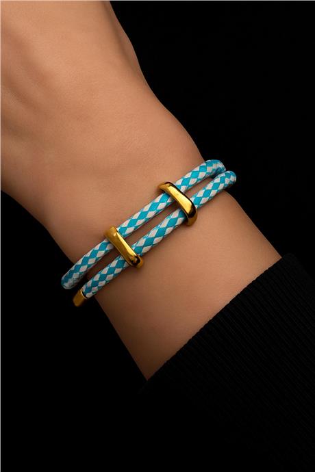 Ayarlanabilir Mavi-Beyaz Örme Çelik Bileklik
