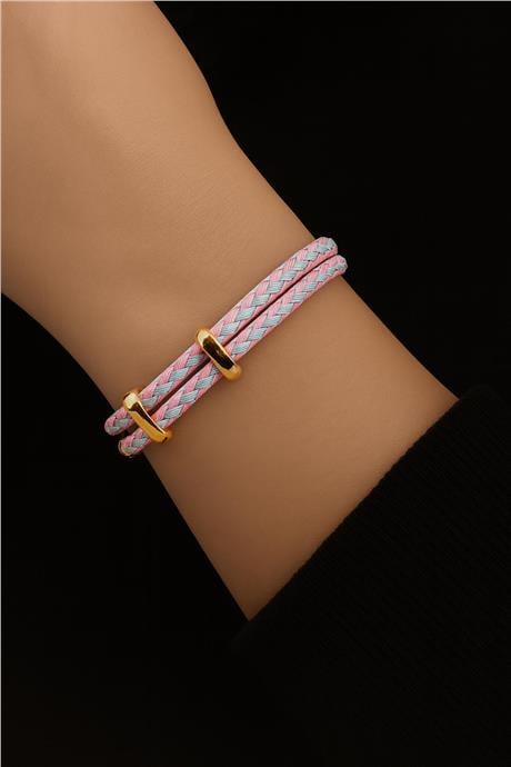 Ayarlanabilir Pembe-Gri Örme Çelik Bileklik