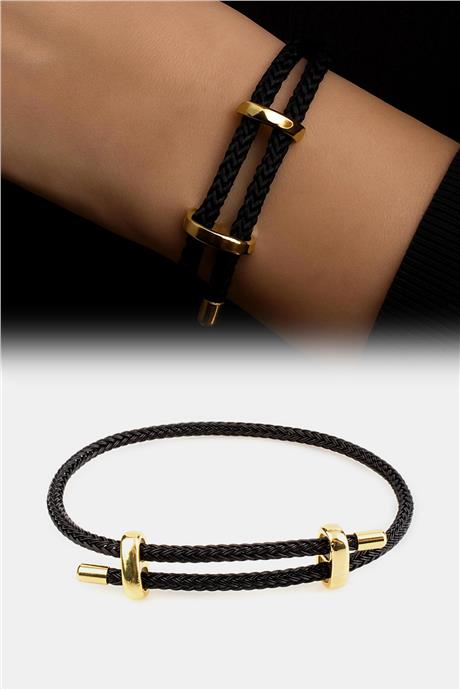 Ayarlanabilir Siyah Örme Çelik Bileklik