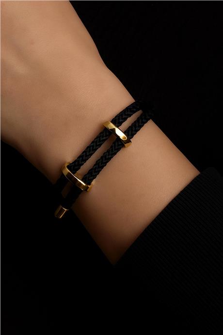 Ayarlanabilir Siyah Örme Çelik Bileklik