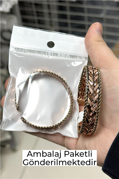 Balıksırtı Antik Desen Ayarlanabilir Unisex Bakır Bileklik