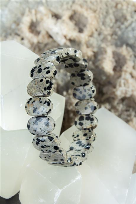 Dalmaçyalı Jasper Doğal Taş Oval Kesim Bileklik