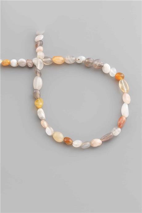 Bostvana Agate Natural Stone Tumbler Cut 6x8mm String Of Beads [AB+]