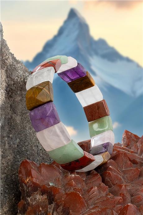 Çakra Doğal Taş Parlak Oval Faset Kesim 11x15mm Bileklik