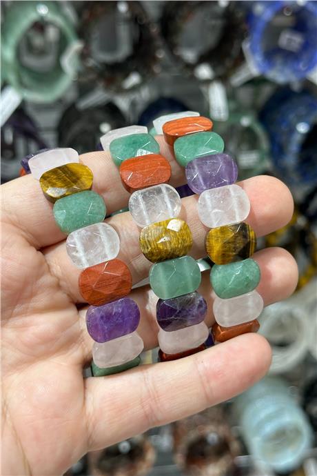 Çakra Doğal Taş Parlak Oval Faset Kesim 11x15mm Bileklik