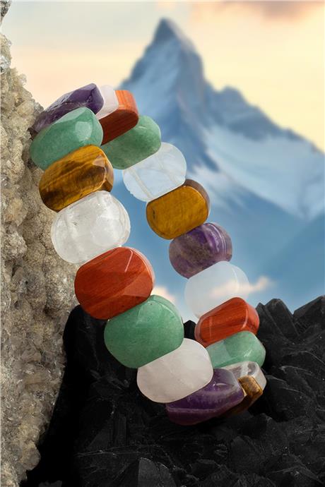 Çakra Doğal Taş Parlak Oval Faset Kesim 11x15mm Bileklik