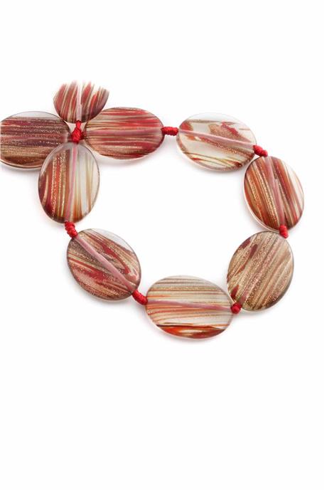 Glass Red Yarı Değerli 18x25mm String Of Beads