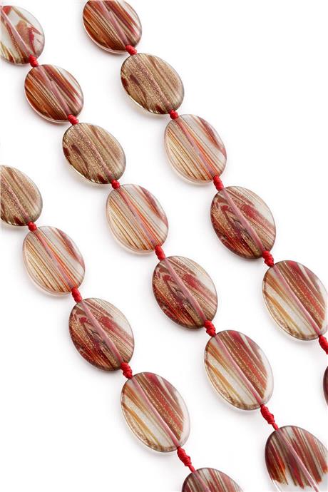 Glass Red Yarı Değerli 18x25mm String Of Beads
