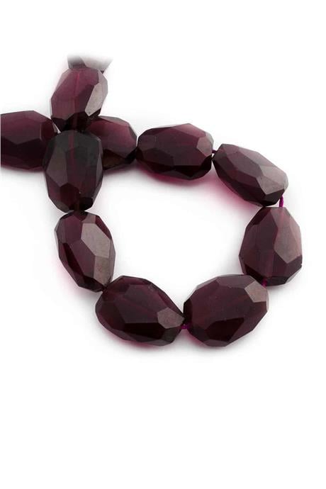 Glass Purple Crystal Cut 20x25mm String Of Beads