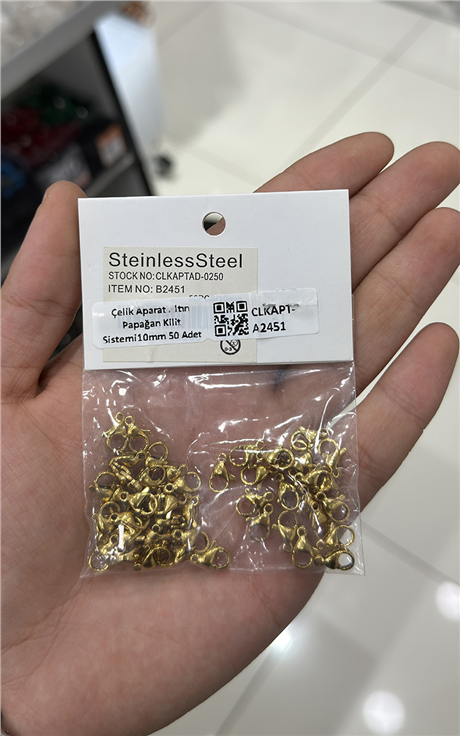 Çelik Aparat Altın Papağan Kilit Sistemi10mm 50 Adet