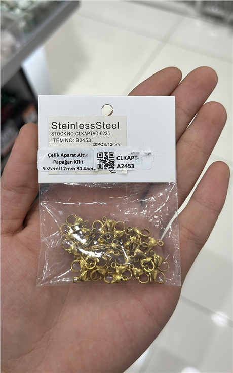 Çelik Aparat Altın Papağan Kilit Sistemi12mm 30 Adet