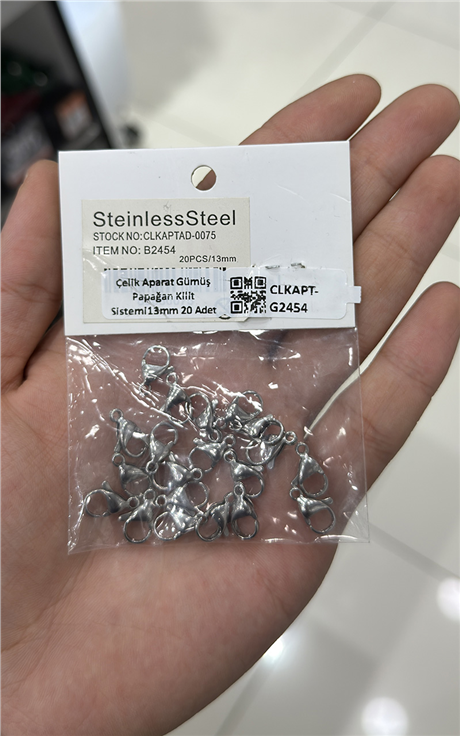 Çelik Aparat Gümüş Papağan Kilit Sistemi13mm 20 Adet