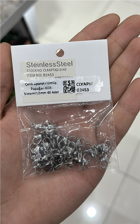 Çelik Aparat Gümüş Papağan Kilit Sistemi12mm 40 Adet