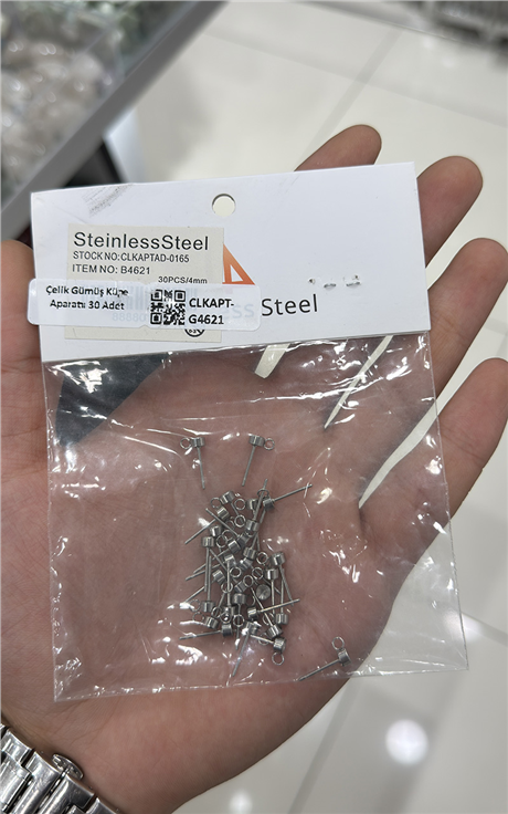 Çelik Yuvalı Pimli Küpe Aparat Gümüş 4x14mm 30 PCS