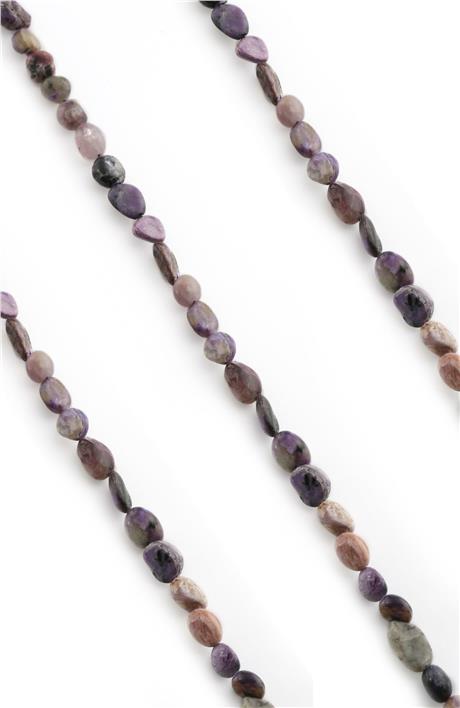 Charoite Natural Stone Tumbler Cut 6x8mm String Of Beads