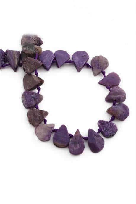 Çeroit Doğal Taş Parlak Mor Yassı Damla Kesim 16x12mm Dizi [AA]