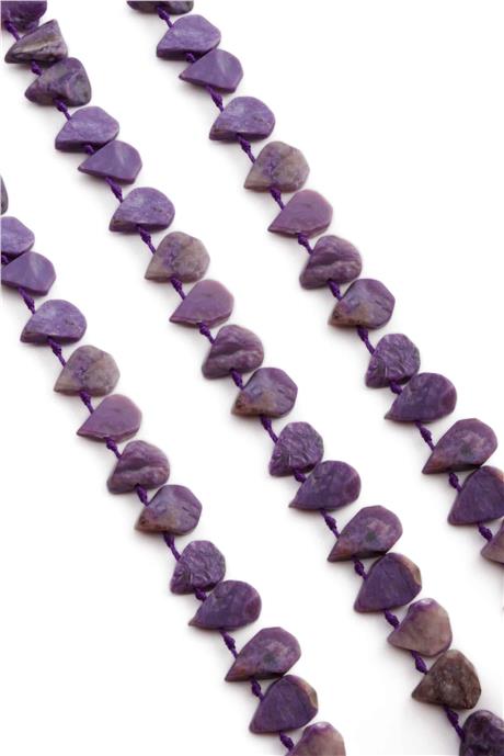 Çeroit Doğal Taş Parlak Mor Yassı Damla Kesim 16x12mm Dizi [AA]