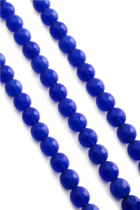 Ceyt Squeezing Natural Stone Shiny Dark Blue Facet Cut 10mm String Of Beads