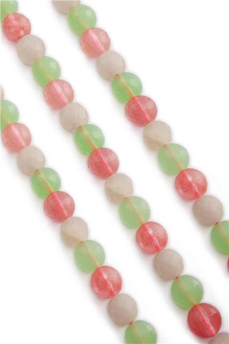 Ceyt Squeezing Natural Stone Shiny Mix Facet Cut 10mm String Of Beads