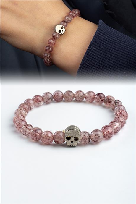 Çilek Kuvars Doğal Taş Küre Kesim 6mm Bileklik